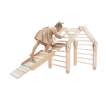 Transformer Kletterdreieck FULL MOON + 1 Rutsche | Natur | 30 Formen | 98 cm | Rutsche wählbar aus 6 Farben - Kletterling – einfach Kind sein