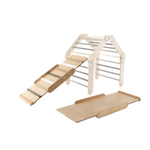 Transformer Kletterdreieck FULL MOON + 1 Rutsche | Natur | 30 Formen | 98 cm | Rutsche wählbar aus 6 Farben - Kletterling – einfach Kind sein