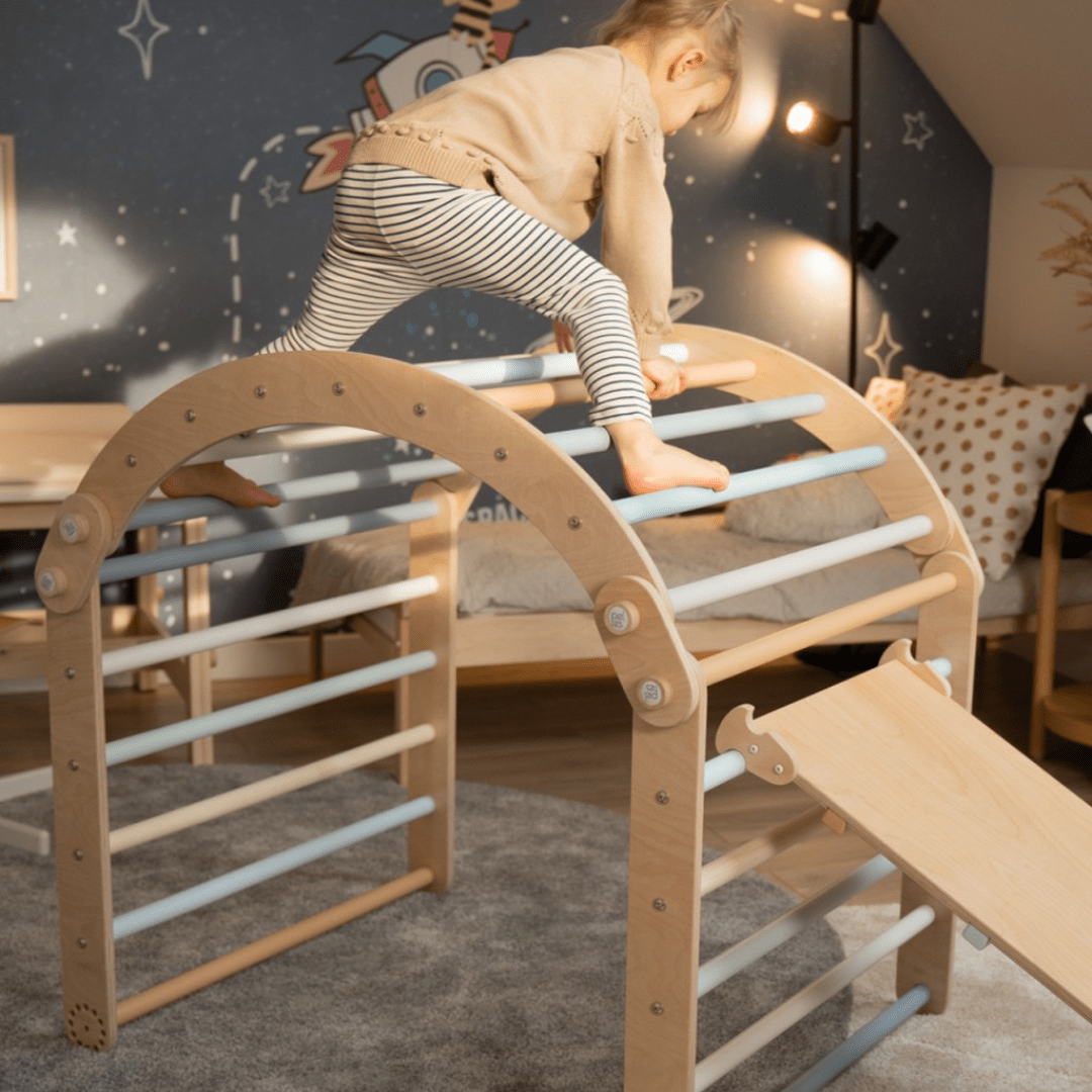 Kletterset MOON FLOW Blue 3 in 1 | Blau | 57 cm hoch | Rutsche wählbar - Kletterling – einfach Kind sein