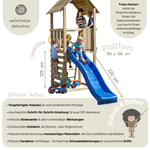 Spielturm GOO CAROL 1 | Klettergerüst OUTDOOR | 1 Turm | bis zu 6 Kinder | Holzdach - Kletterling – einfach Kind sein