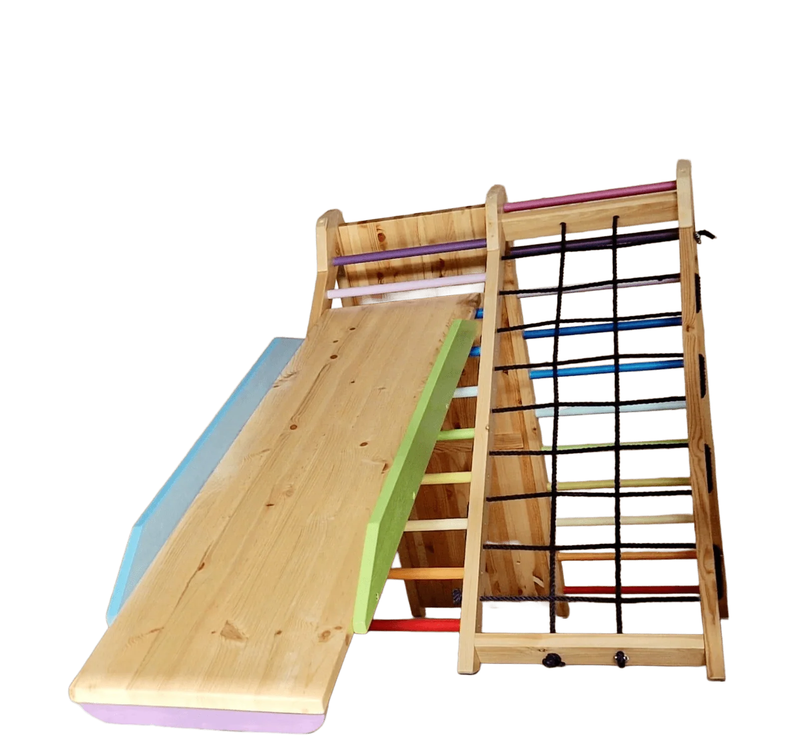 Kletterdreieck ROOT 4 + Rutsche | IN & OUTDOOR | 4 Kletterpfade | 120 cm - Kletterling – einfach Kind sein