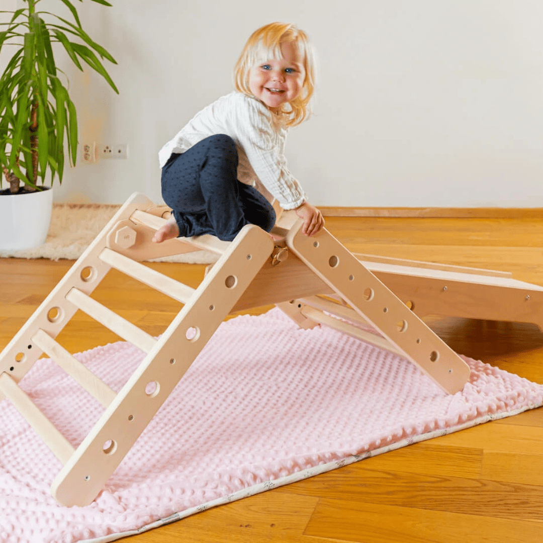 Kletterdreieck EMMA PAN + Rutsche| 3 Module| 46cm | 200 kg belastbar | 2–6 Jahre | 3 - in - 1 Kletterset - Kletterling – einfach Kind sein