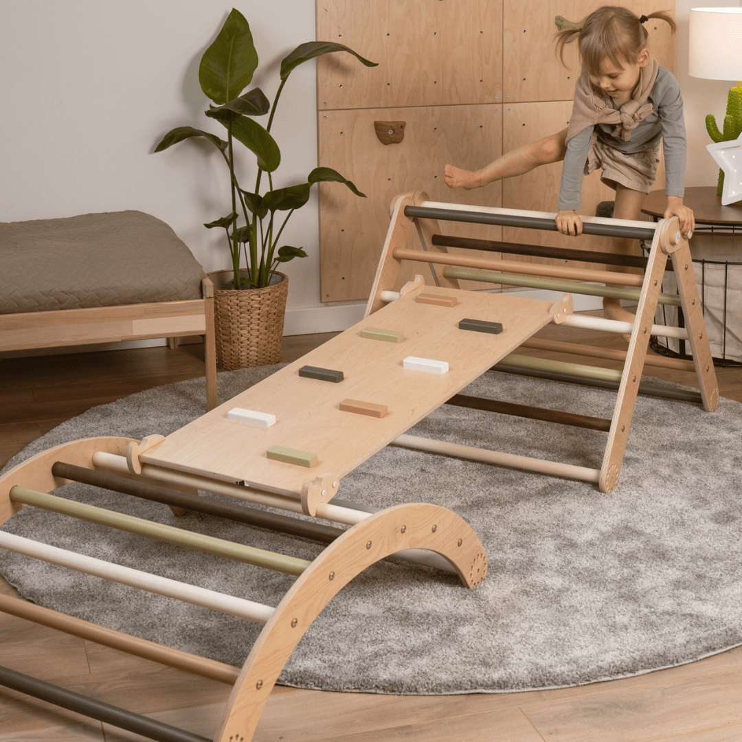 Kletterset MOON FLOW Green 3 in 1 | GRÜN | 57 cm hoch | Rutsche wählbar - Kletterling – einfach Kind sein