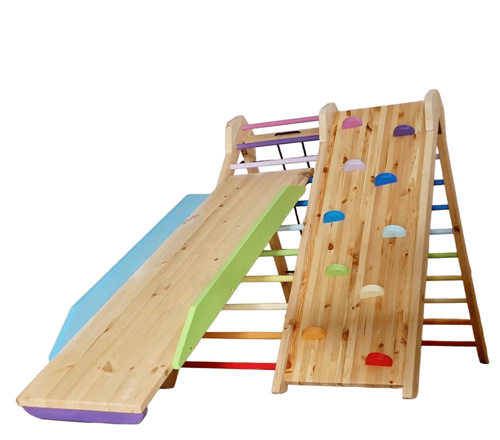 Kletterdreieck ROOT 4 + Rutsche | IN & OUTDOOR | 4 Kletterpfade | 120 cm - Kletterling – einfach Kind sein