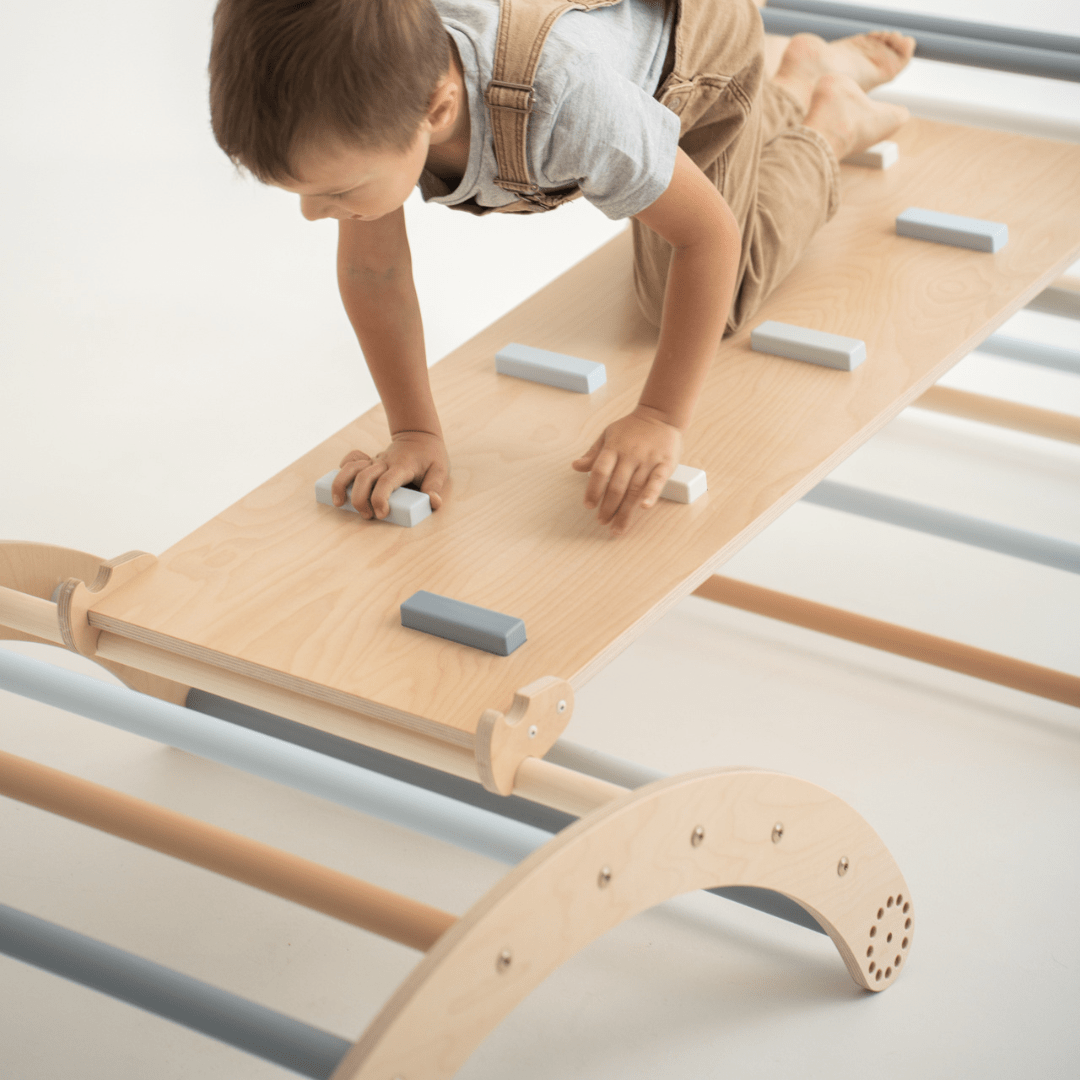 Kletterset MOON FLOW Blue 3 in 1 | Blau | 57 cm hoch | Rutsche wählbar - Kletterling – einfach Kind sein