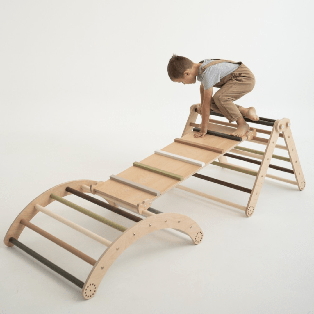 Kletterset MOON FLOW Green 3 in 1 | GRÜN | 57 cm hoch | Rutsche wählbar - Kletterling – einfach Kind sein