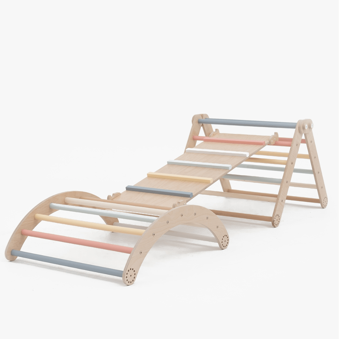 Kletterdreieck - Set MOON FLOW Rosé 3 in 1 | Rosa | 57 cm hoch | Rutsche wählbar - Kletterling – einfach Kind sein