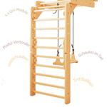 Sprossenwand EMMA SIX + Schaukel | 4 Module | 200 kg belastbar | 6 Aufbauvarianten | modulares System - Kletterling – einfach Kind sein