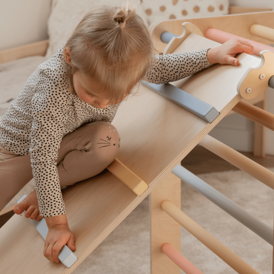 Kletterdreieck - Set MOON FLOW Rosé 3 in 1 | Rosa | 57 cm hoch | Rutsche wählbar - Kletterling – einfach Kind sein