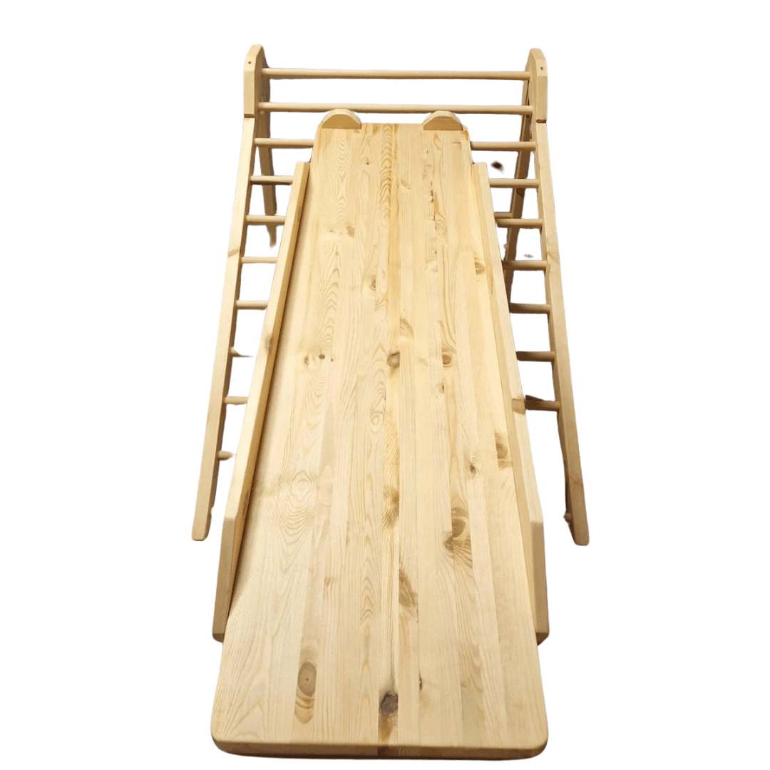 Kletterdreieck ROOT INDOOR mit Rutsche | 115cm Dreieck| 170 cm Rutsche | 2 Seiten | massiv Holz - Kletterling – einfach Kind sein