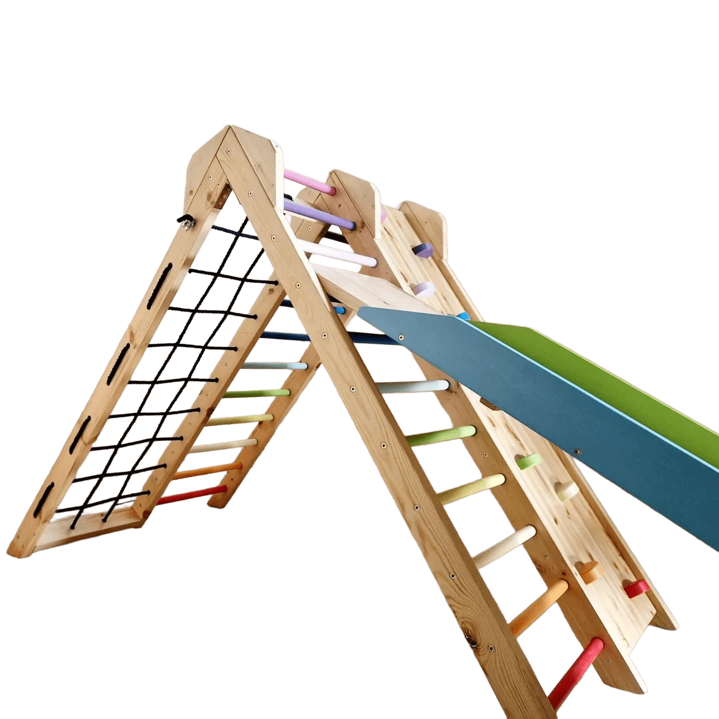 Kletterdreieck ROOT 4 + Rutsche | IN & OUTDOOR | 4 Kletterpfade | 120 cm - Kletterling – einfach Kind sein