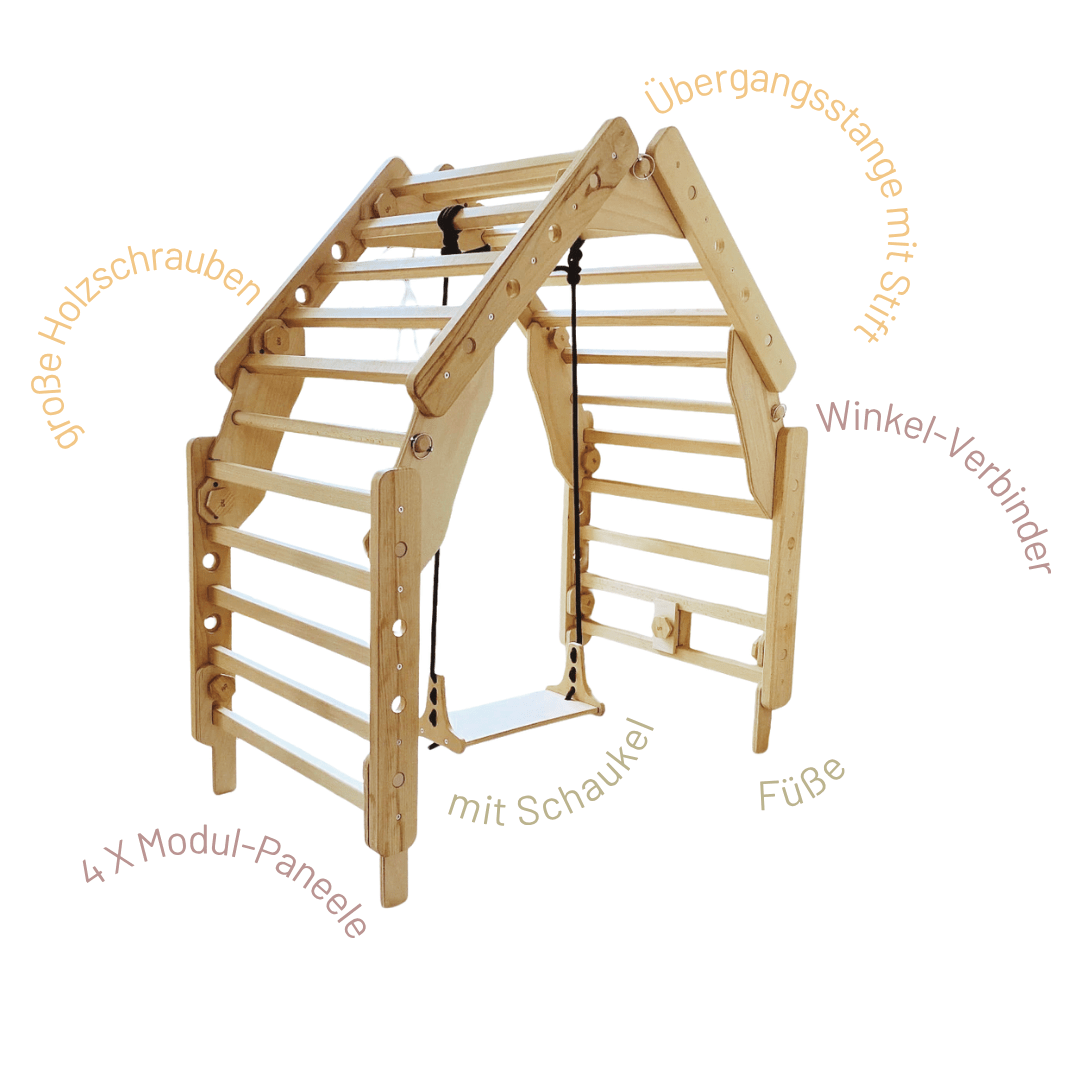 Sprossenwand LOOPO LITTLE HOUSE | 180 kg belastbar |  4 Module | 3 Aufbauvarianten | erweiterbar | modulares System - Kletterling – einfach Kind sein