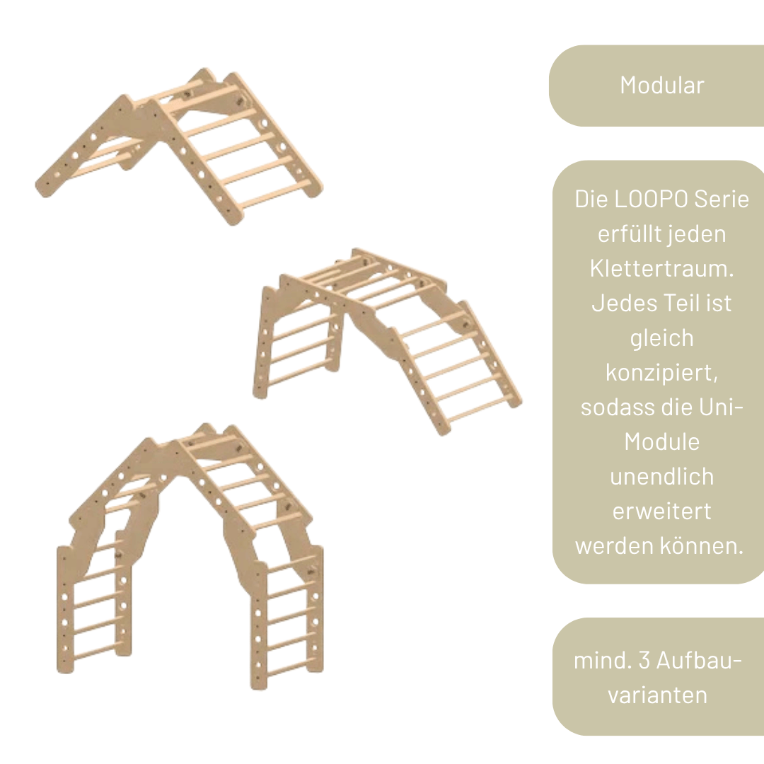 Sprossenwand LOOPO LITTLE HOUSE | 180 kg belastbar |  4 Module | 3 Aufbauvarianten | erweiterbar | modulares System - Kletterling – einfach Kind sein