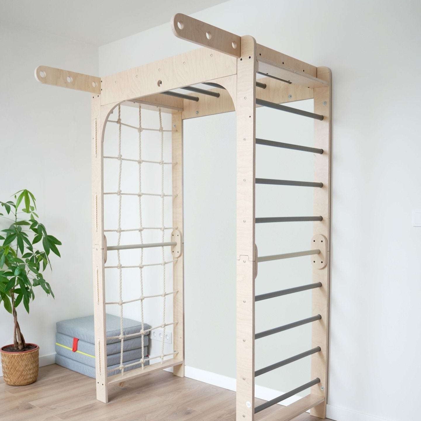 Sprossenwand WOLKENSTIEG BLAU | 50 kg | 204x127 cm | multifunktional + erweiterbar - Kletterling – einfach Kind sein