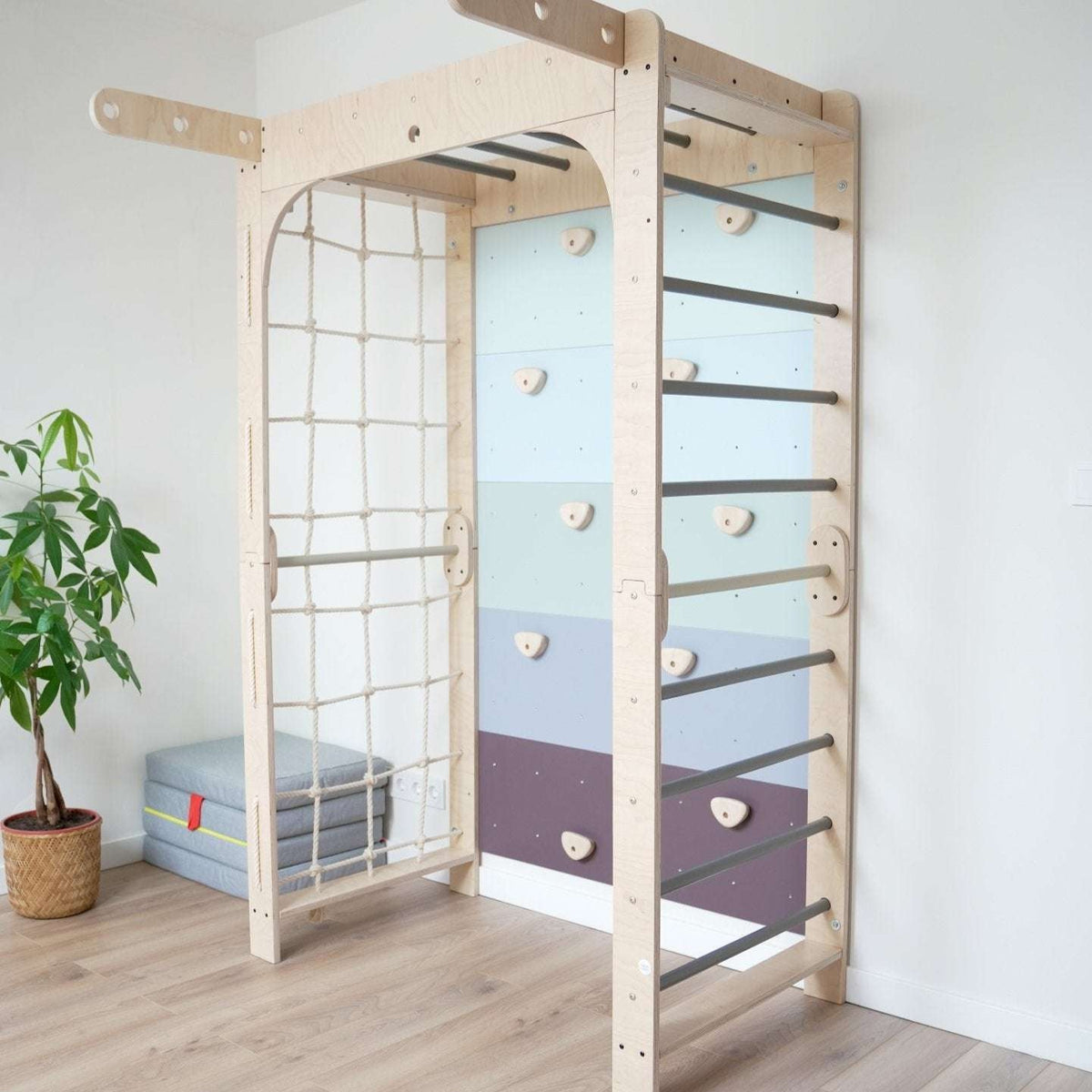 Sprossenwand WOLKENSTIEG BLAU | 50 kg | 204x127 cm | multifunktional + erweiterbar - Kletterling – einfach Kind sein