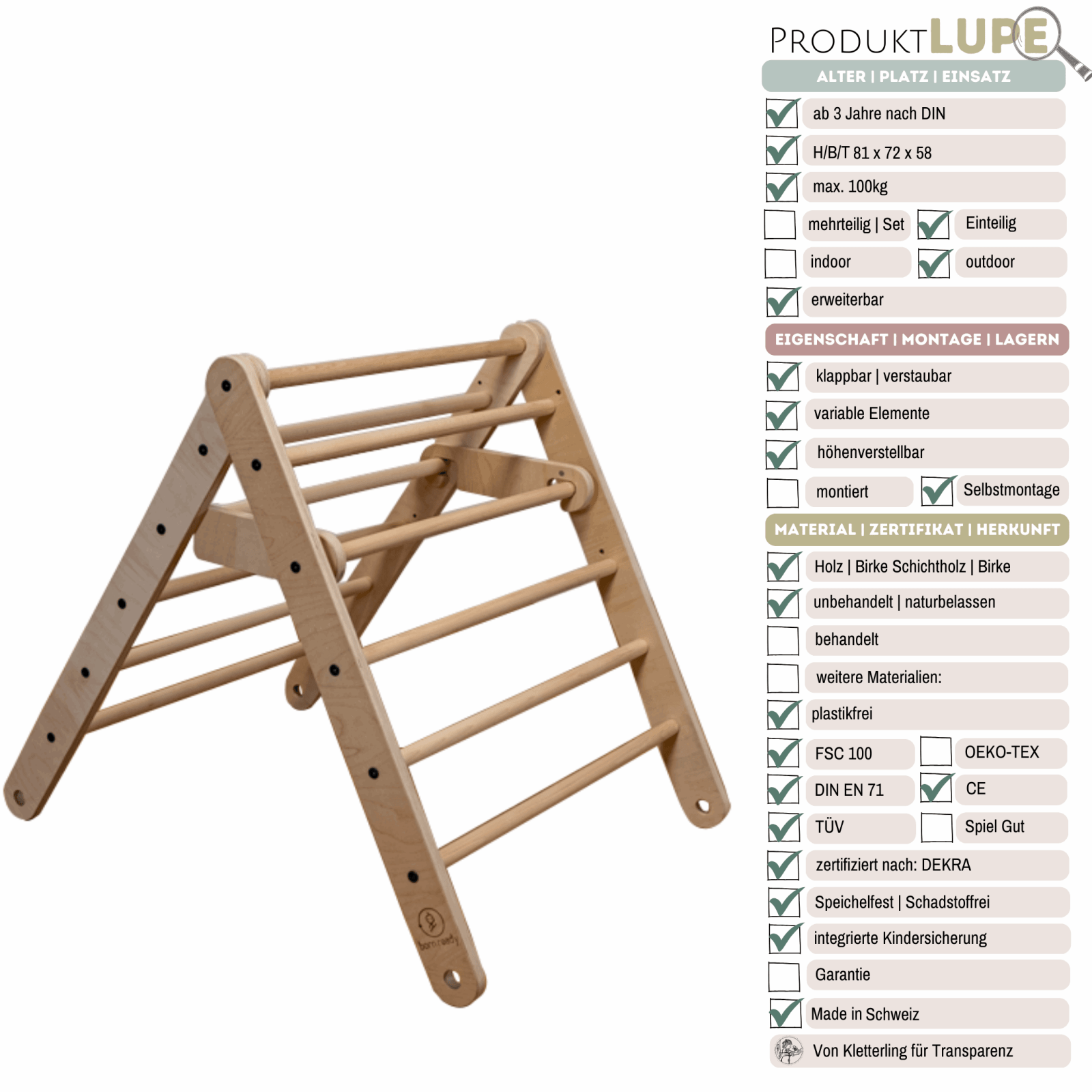 Climber - 2x höhenverstellbar, klappbares Kletterdreieck von Born Ready Toys - Kletterling – einfach Kind sein