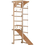 Sprossenwand + Rutsche | 80 kg | 210x70 cm | Klimmzug | Seilleiter | Gymnastikringe - Kletterling – einfach Kind sein