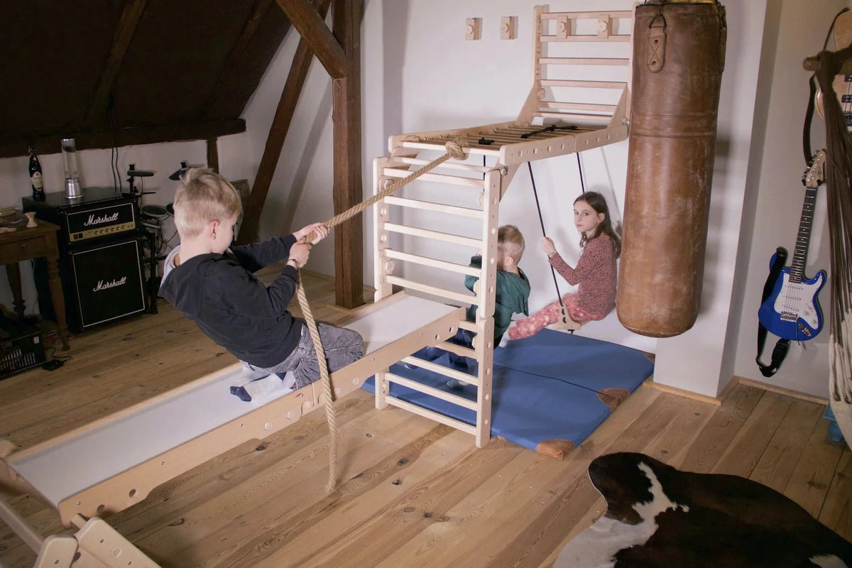 Sprossenwand | EMMA | 40 - in - 1 | EMMA | 200Kg belastbar I 3–99 Jahre | 40 Aufbauvarianten - Kletterling – einfach Kind sein