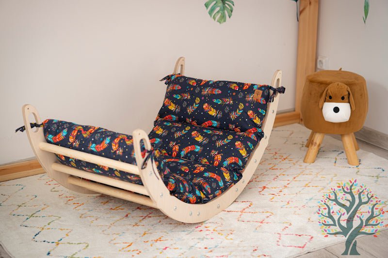 Kletter - Set 3in1 (Medium) - Wippe, klappbares Dreieck & Klettersteig - Für Kinder ab ca. 2 Jahren - Förderung der Motorik und Kreativität - Kletterling – einfach Kind sein