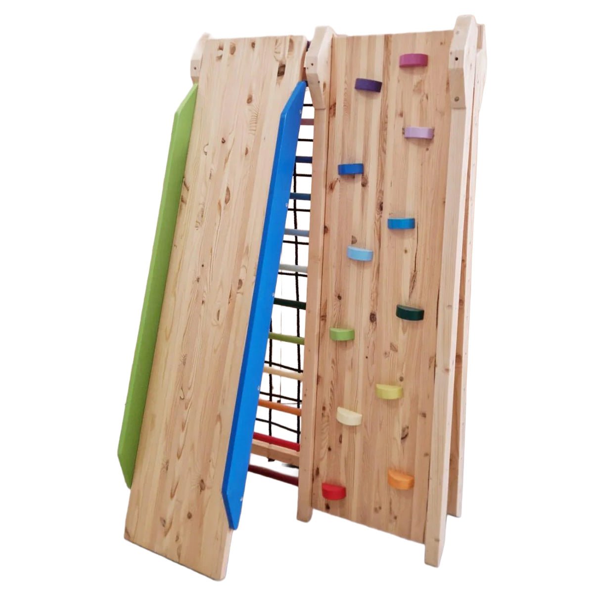 Klettergerüst - Doppelklettergerüst mit Rutschbahn und Tafel - Kletterling – einfach Kind sein