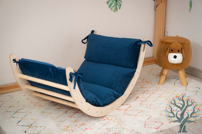 Holzwippe / Kletterbogen (M) mit Premium Auflage - Ideal für Kinder ab 1 Jahr - Förderung von Motorik und Fantasie - Kletterling – einfach Kind sein