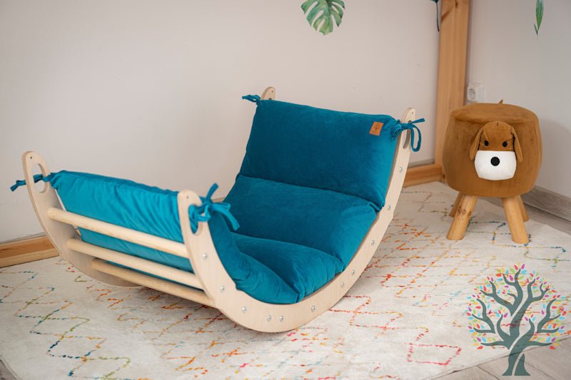 Holzwippe / Kletterbogen (M) mit Premium Auflage - Ideal für Kinder ab 1 Jahr - Förderung von Motorik und Fantasie - Kletterling – einfach Kind sein