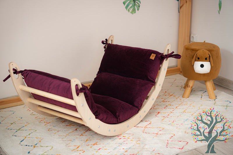 Holzwippe / Kletterbogen (M) mit Premium Auflage - Ideal für Kinder ab 1 Jahr - Förderung von Motorik und Fantasie - Kletterling – einfach Kind sein