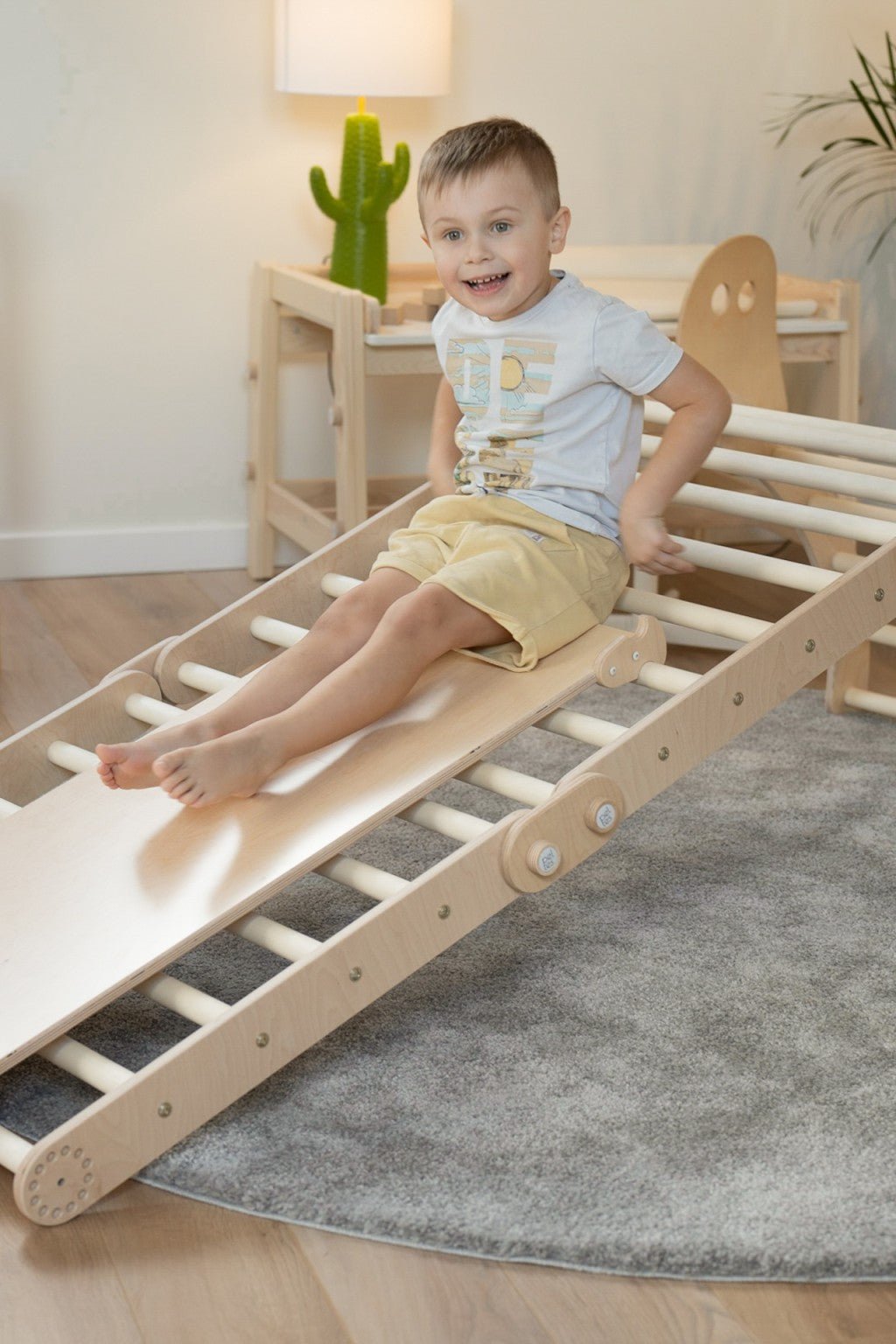 Kletterrutsche MOON - Hühnerleiter | Natur | 2 Seiten | 111 x 43 cm - Kletterling – einfach Kind sein