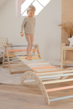 Kletterrutsche MOON - Hühnerleiter | bunt pastell | 2 Seiten | 111 x 43 cm - Kletterling – einfach Kind sein