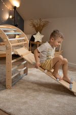 Kletterrutsche MOON - Hühnerleiter | blau pastell | 2 Seiten | 111 x 43 cm - Kletterling – einfach Kind sein