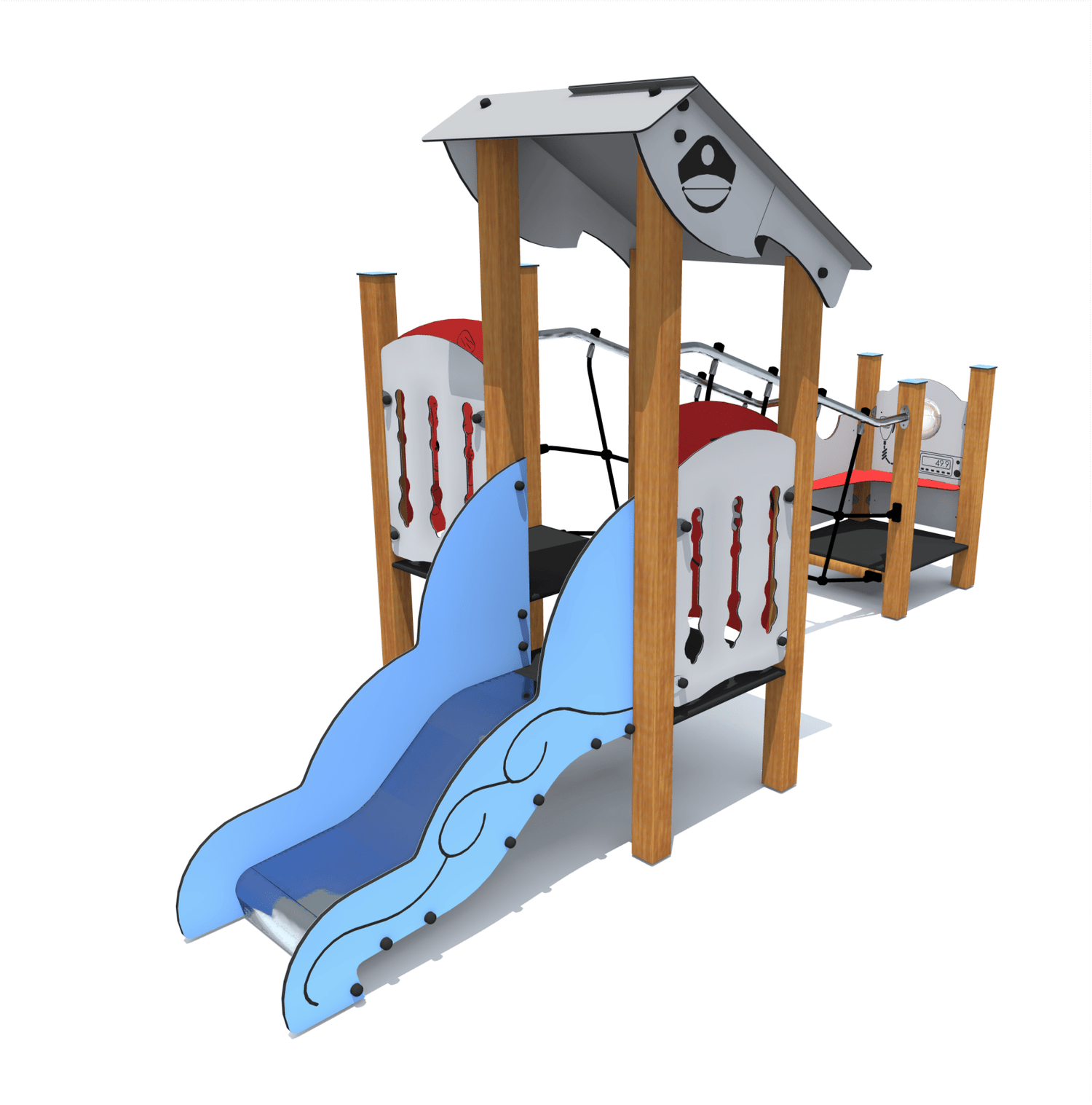 Klettergerüst SPIELPLATZ 304 | 4 verschiedene Designs | Sicheres und kompaktes Spielgerät für Kitas (Alter: 3 bis 6 Jahre)