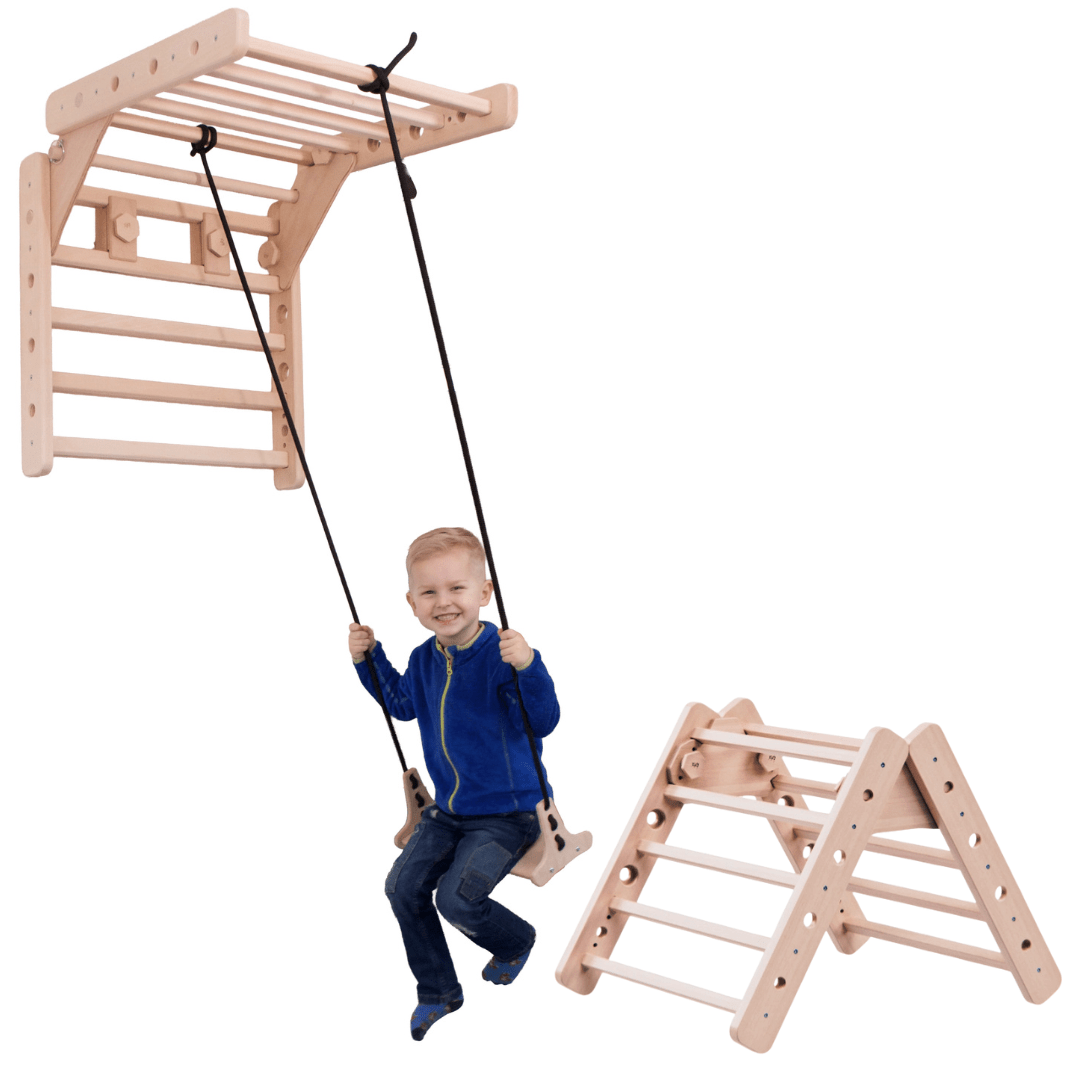 Dreieck - & Sprossenwandschaukel EMMA SWING 2in1 | 180 kg belastbar | 2 Geräte in einem | Kletterdreieck & Schaukel für die Wand | wandelbar - Kletterling – einfach Kind sein