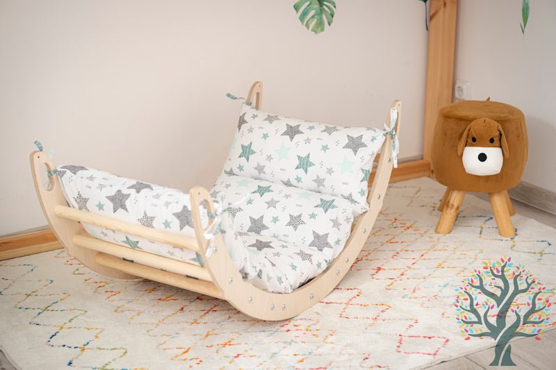 Holzwippe / Kletterbogen (M) mit Premium Auflage - Ideal für Kinder ab 1 Jahr - Förderung von Motorik und Fantasie - Kletterling – einfach Kind sein