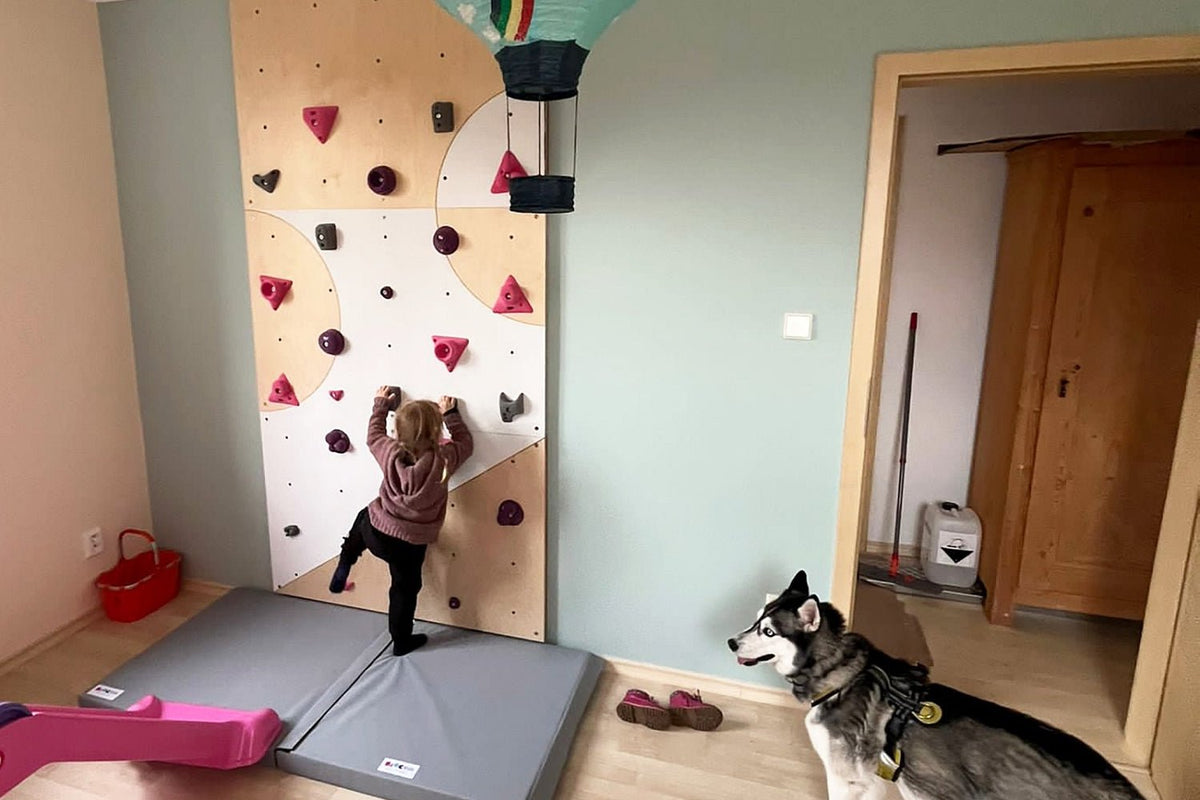 Kletterwand BK INDOOR aus 3 Teilen | 234 cm x 118 cm | inkl. 23 Griffen | 60 Loch - Kletterling – einfach Kind sein