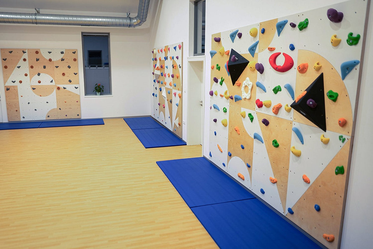 Kletterwand BK INDOOR aus 8 Teilen | 236 cm x 312 cm | inkl. 60 Griffen | 160 Loch - Kletterling – einfach Kind sein