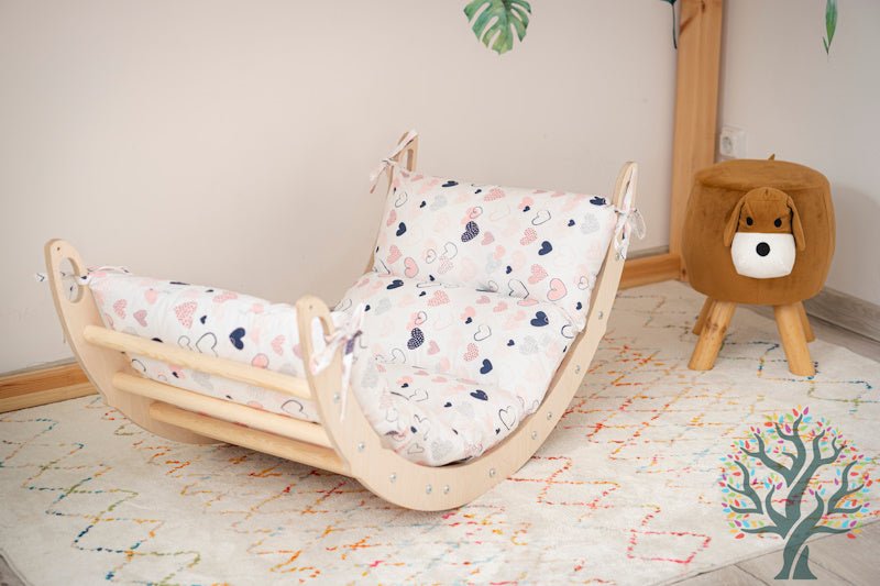 Kletter - Set 3in1 (Medium) - Wippe, klappbares Dreieck & Klettersteig - Für Kinder ab ca. 2 Jahren - Förderung der Motorik und Kreativität - Kletterling – einfach Kind sein