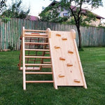 Klettergerüst mit 4 Kletterwegen optional mit 2in1 Kreidetafel - Rutsche - Kletterling – einfach Kind sein