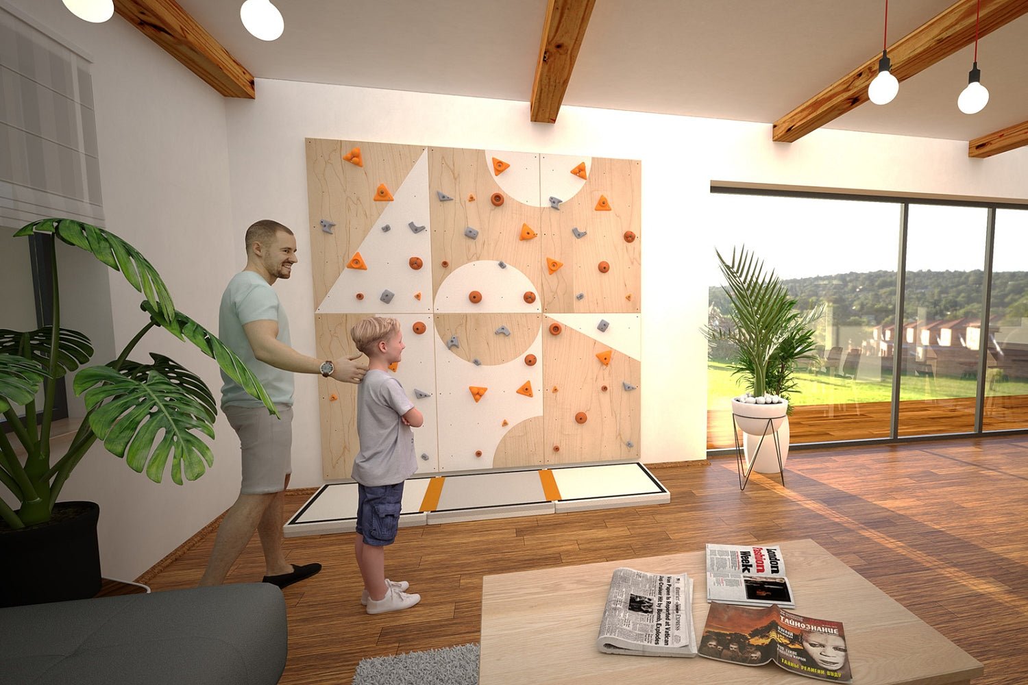 Kletterwand BK INDOOR aus 6 Teilen | 236 cm x 234 cm | inkl. 45 Griffen | 120 Loch - Kletterling – einfach Kind sein