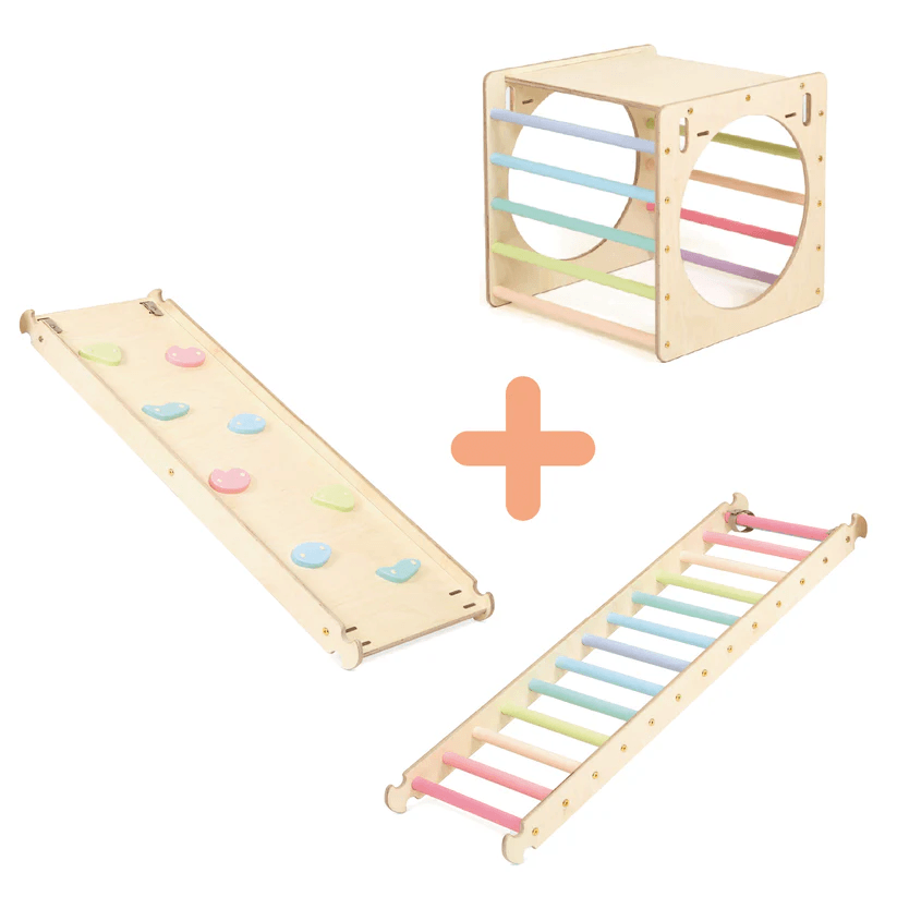 Spielset "Freunde" natur - Kletterwürfel mit einer Kletter - und Rutschrampe - Kletterling – einfach Kind sein