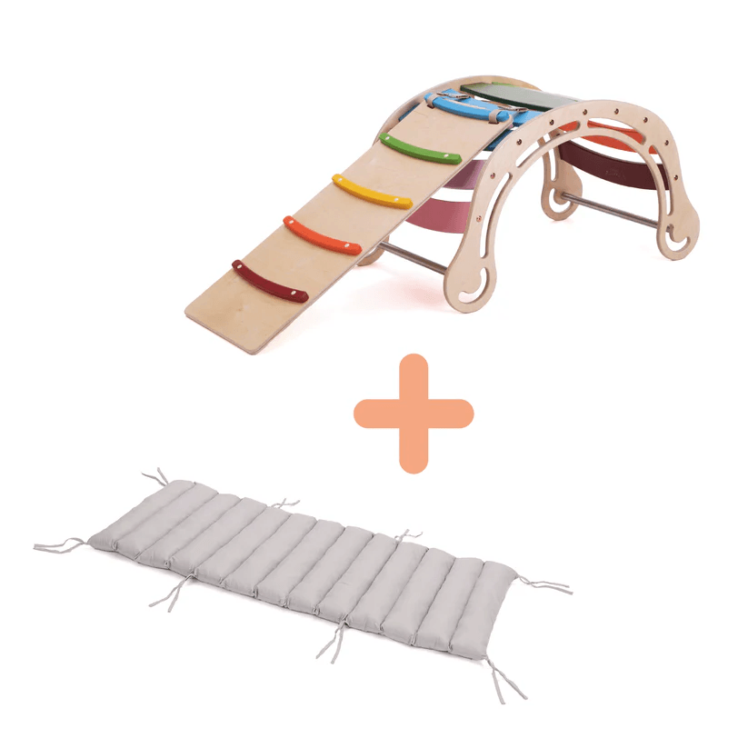 Spielset "Dynamik" bunt - Montessori - Bogen mit Rutsche und Kissen - Kletterling – einfach Kind sein