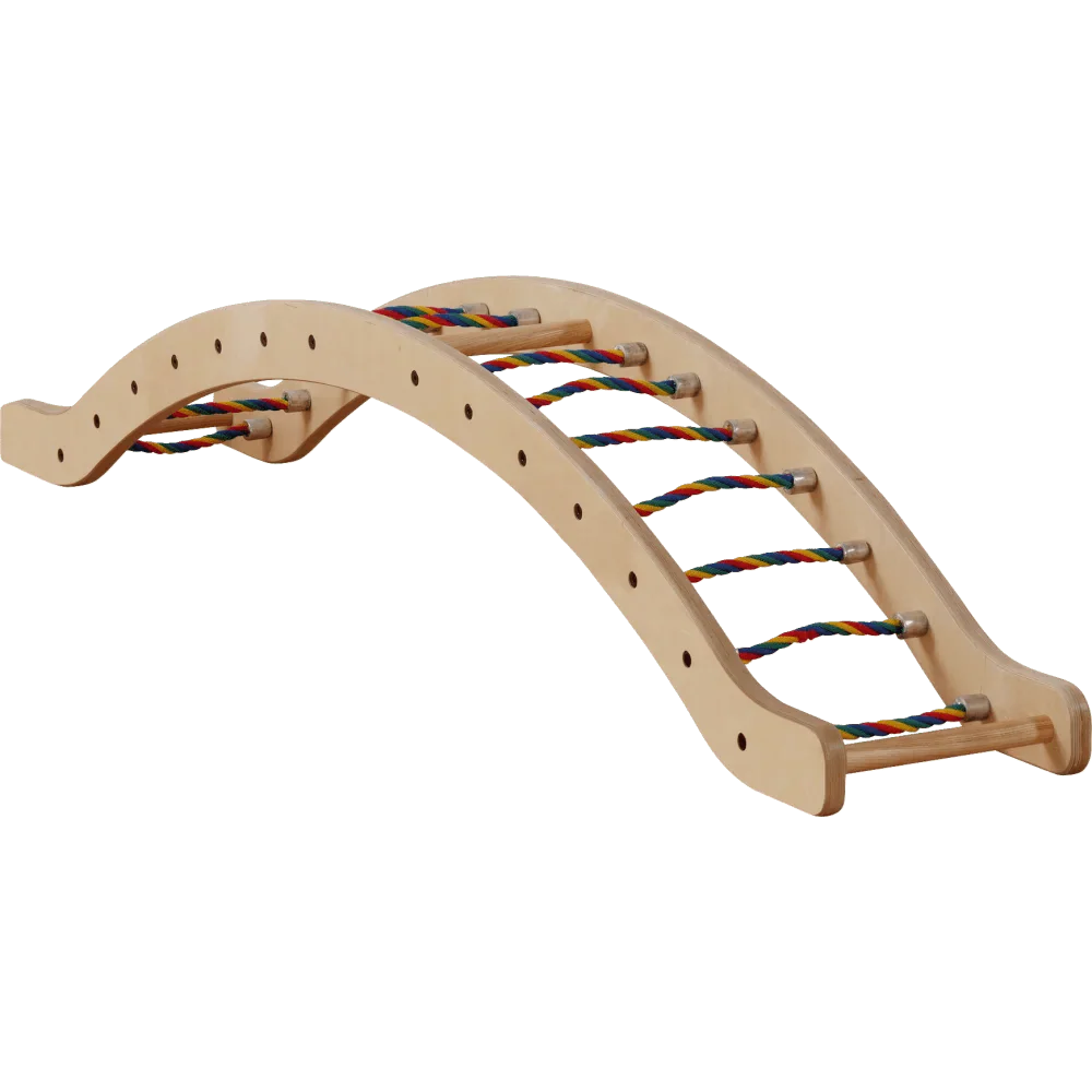 Kletterbogen RAINBOW | 2 - in - 1 Bogen & Wippe | mit bunten Seilsprossen - Kletterling – einfach Kind sein