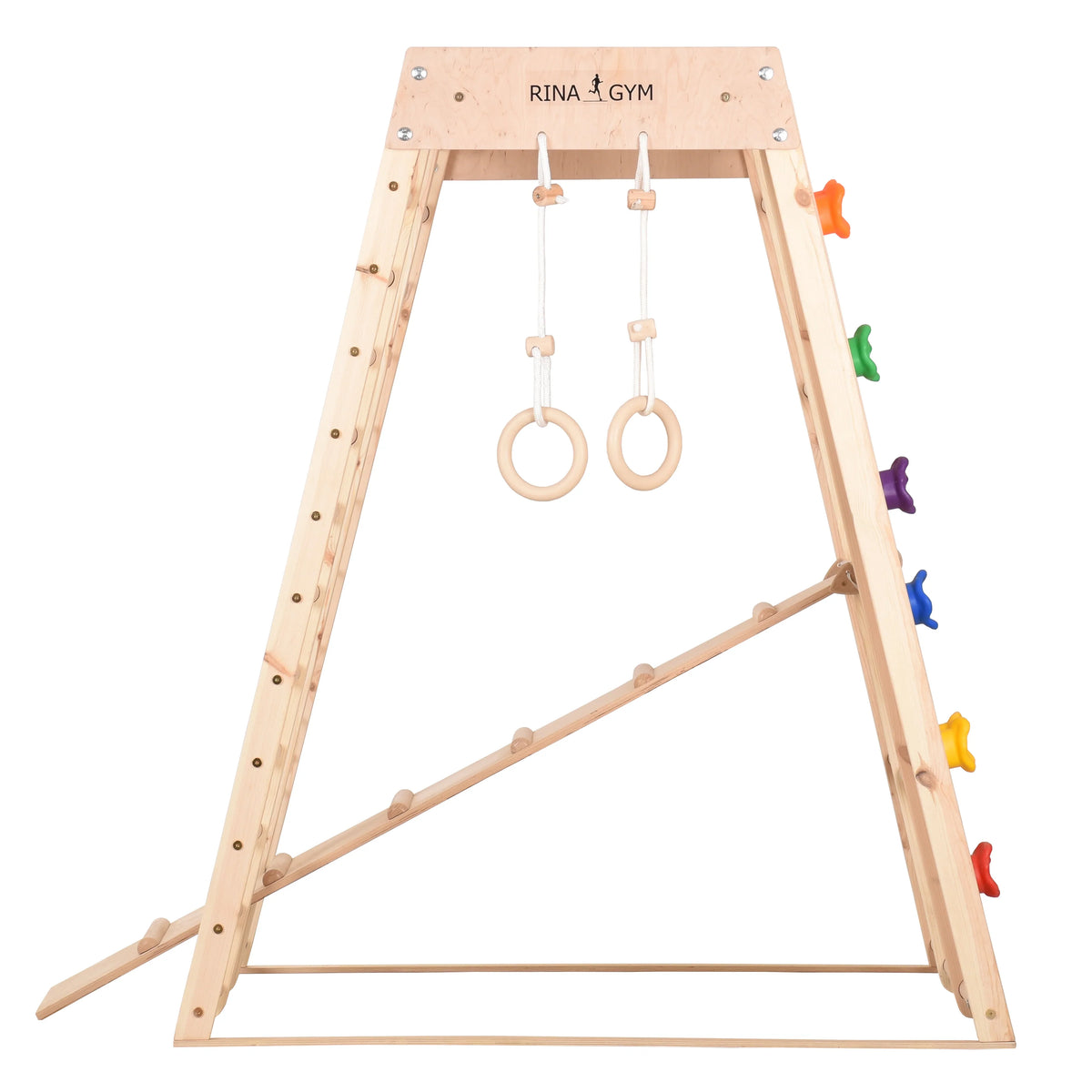 Klettergerüst PRO NATUR GYM | Sprossenwand, Rutsche, Ringe, Monkey Bar | ab 3 Jahren - Kletterling – einfach Kind sein