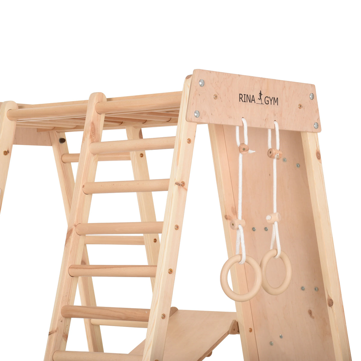 Klettergerüst PRO NATUR GYM | Sprossenwand, Rutsche, Ringe, Monkey Bar | ab 3 Jahren - Kletterling – einfach Kind sein