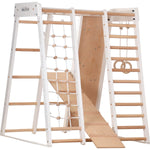 Klettergerüst PRO WHITE GYM | Sprossenwand, Ringe, Rutsche, Monkey Bar | ab 3 Jahren - Kletterling – einfach Kind sein