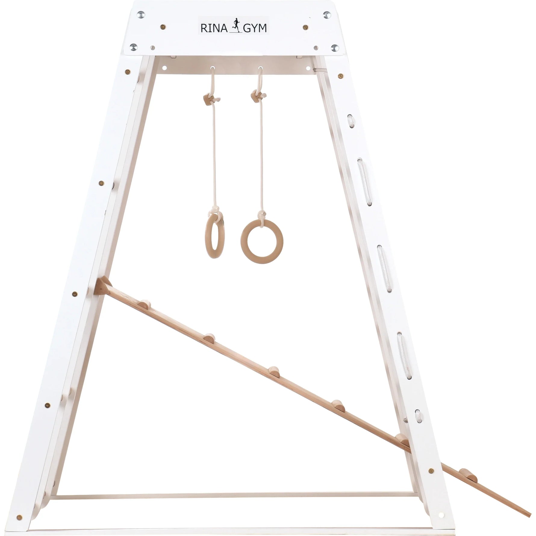 Klettergerüst PRO WHITE GYM | Sprossenwand, Ringe, Rutsche, Monkey Bar | ab 3 Jahren - Kletterling – einfach Kind sein