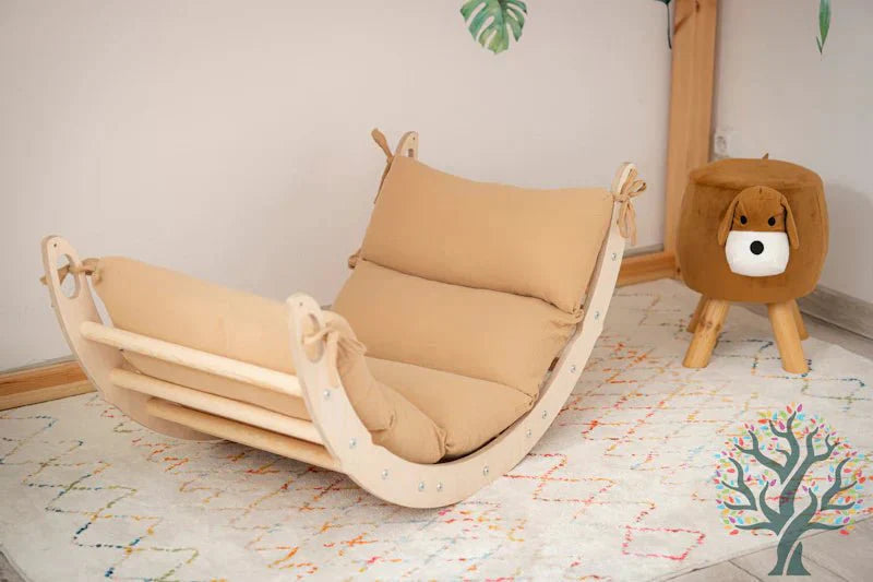 Kletter - Set 3in1 (Medium) - Wippe, klappbares Dreieck & Klettersteig - Für Kinder ab ca. 2 Jahren - Förderung der Motorik und Kreativität - Kletterling – einfach Kind sein