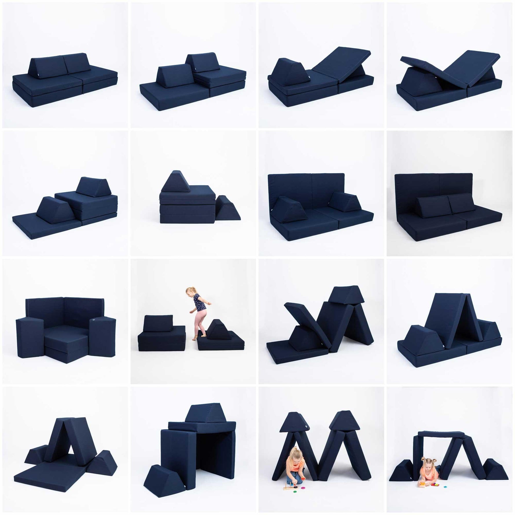 Universelles Kindersofa von monboxy in Navy Blau - Kletterling – einfach Kind sein