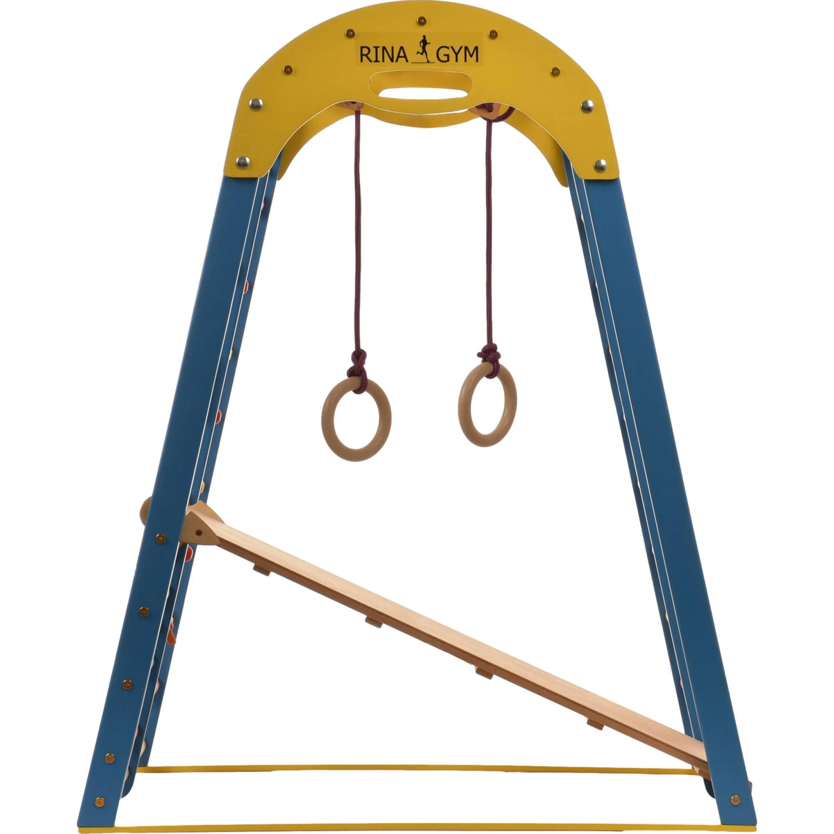 Klettergerüst FARBENWELT GYM | Sprossenwand, Netz, Ringe | ab 3 Jahren - Kletterling – einfach Kind sein