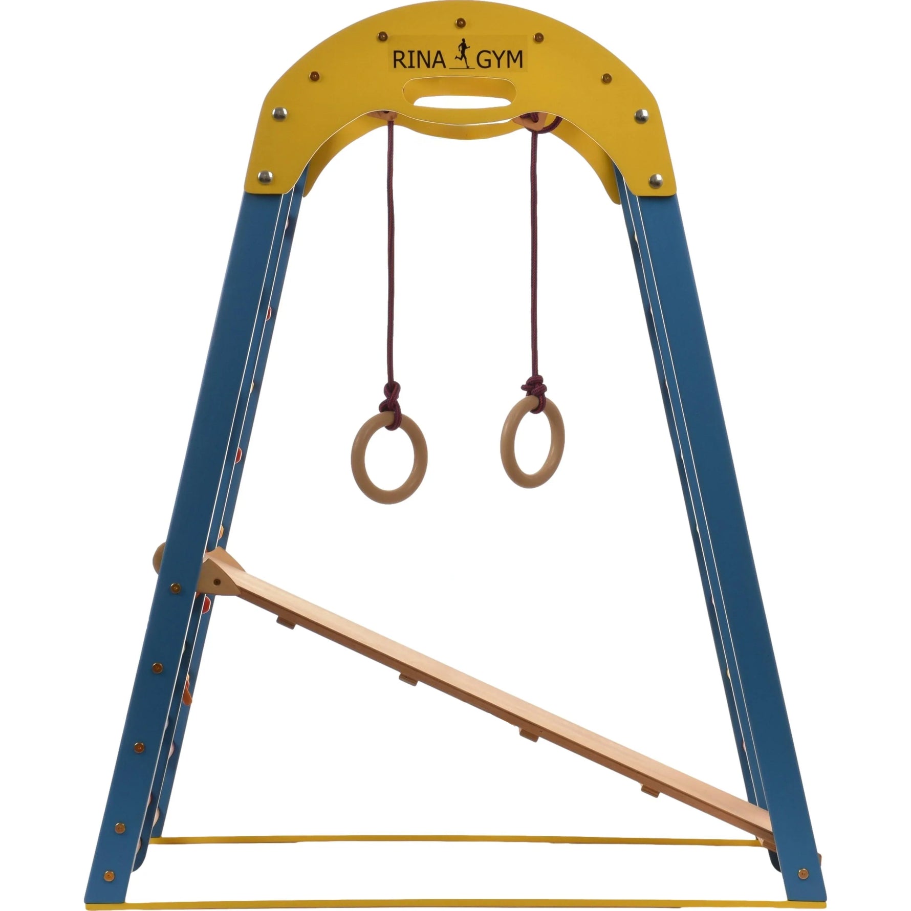 Klettergerüst FARBENWELT GYM | Sprossenwand, Netz, Ringe | ab 3 Jahren - Kletterling – einfach Kind sein