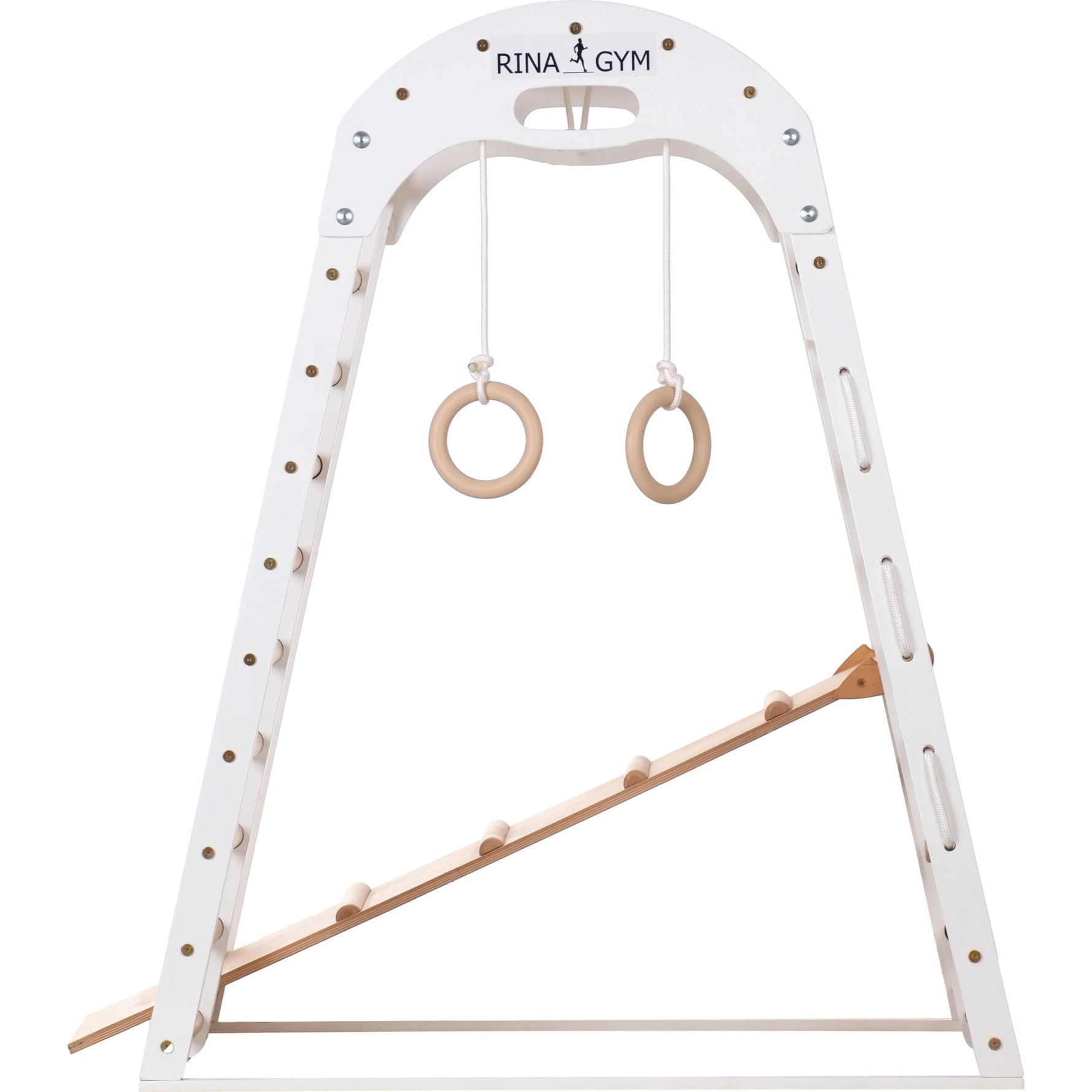 Klettergerüst WHITE GYM | Sprossenwand, Netz, Ringe | ab 3 Jahren - Kletterling – einfach Kind sein